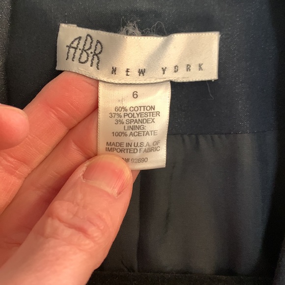 Navy Blue Skirt Suit with Tan Stitching - Picture 8 of 9